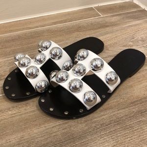 Schutz Benedita Studded Leather Sandals